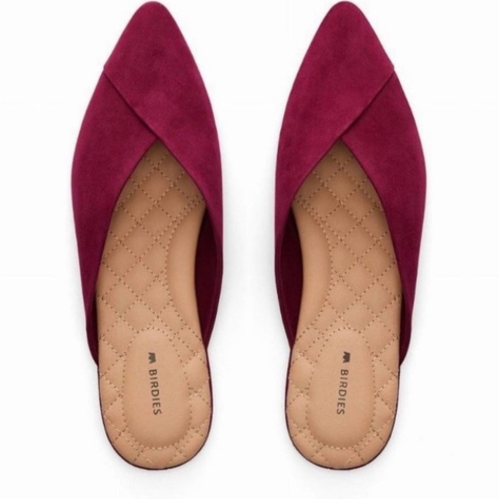 Birdies Fuchsia Pointed Flats for Women, Size 8 Slip In Suede Shoes